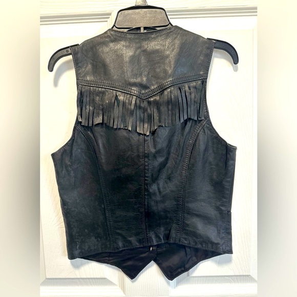 Vintage Gypsy Boho Biker Core Leather Fringed Vest w toggle buttons - Picture 2 of 5